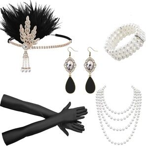 Elegant Black and Pearl Accessory Set (Dress not included)
